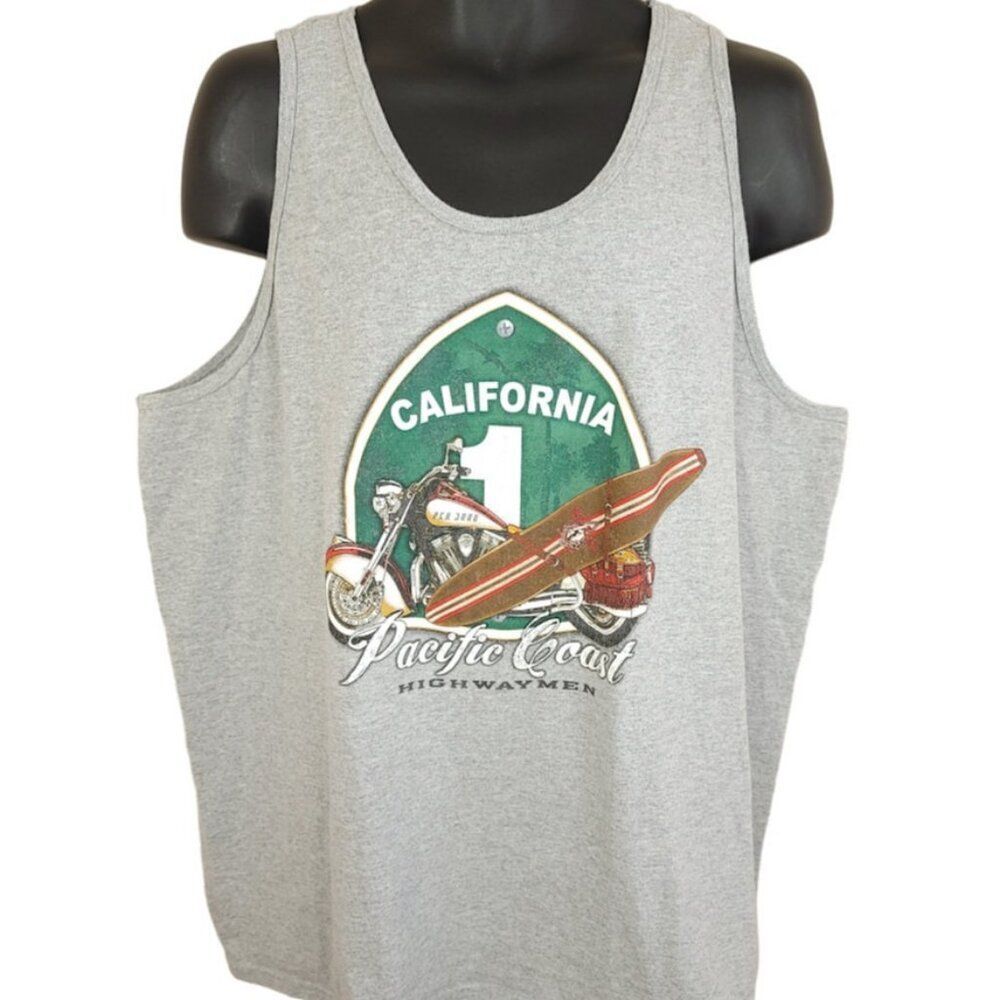 Vintage Pacific Coast Highwaymen Tank Top Mens Size 2XL Y2K Motorcycle Surfing